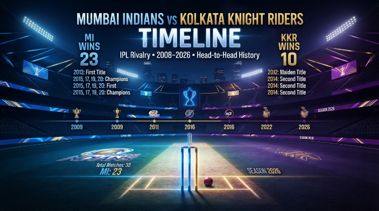 mumbai indians vs kolkata knight riders timeline